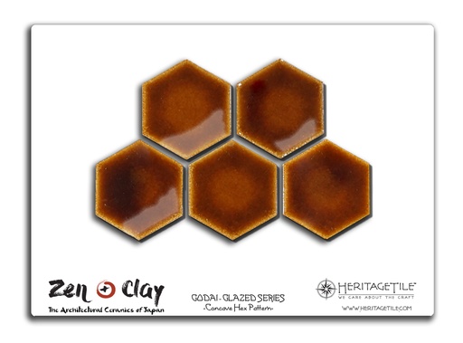 Sample Card - Godai Glazed Concave Hex (Burnt Umber)